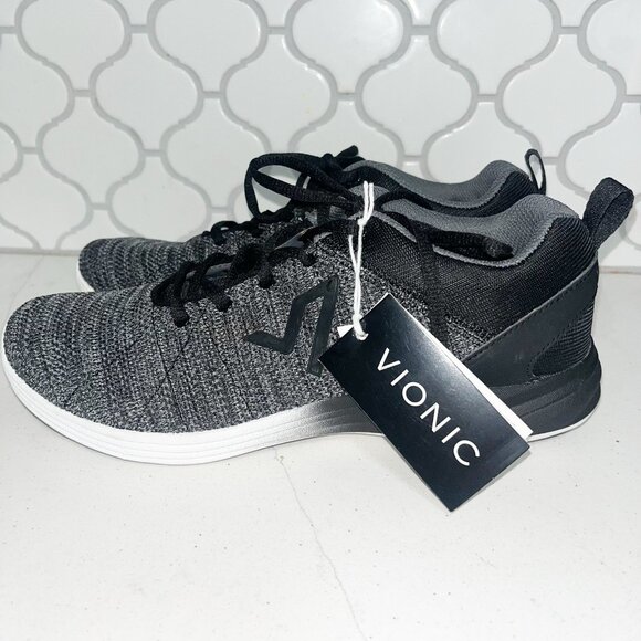 NEW Vionic | Black Gray Knit Adley 335 Sneakers Size 8.5 Wide - Picture 1 of 9
